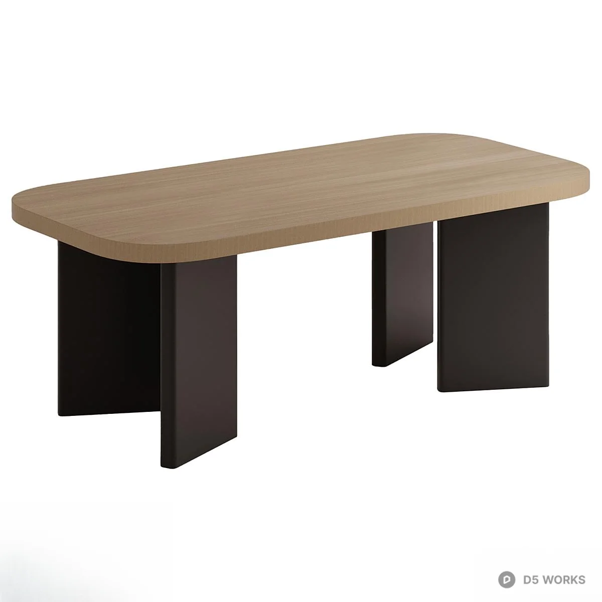 Minimalist Solid Wood Dining Table With Metal Legs 3d model thumbnail 2