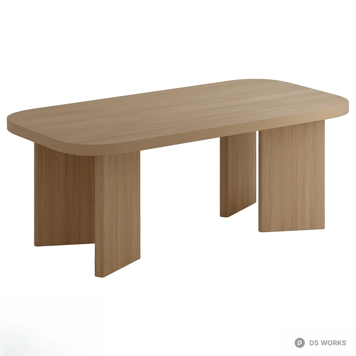 Minimalist Solid Wood Dining Table With Metal Legs 3d model thumbnail 3