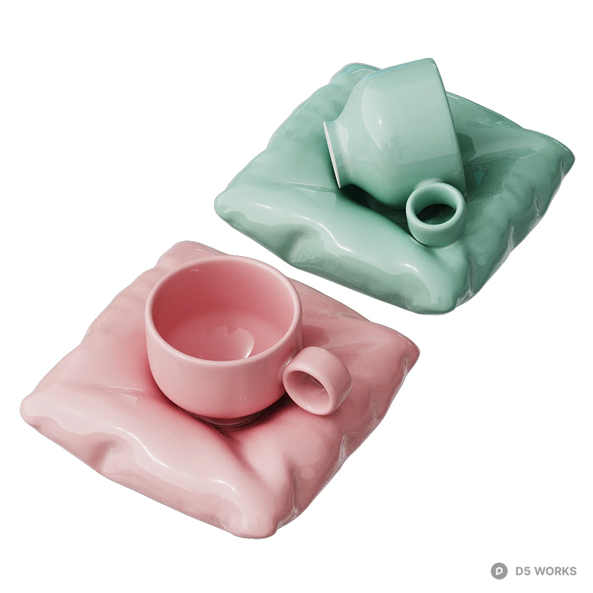 Ceramic Cup With Matching Saucer 3d model - Image 1