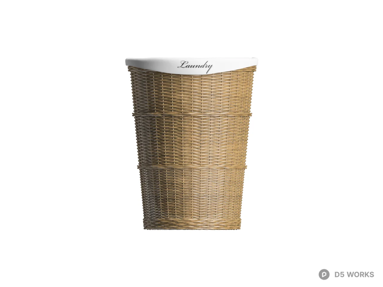 Woven Laundry Basket 3d model thumbnail 2