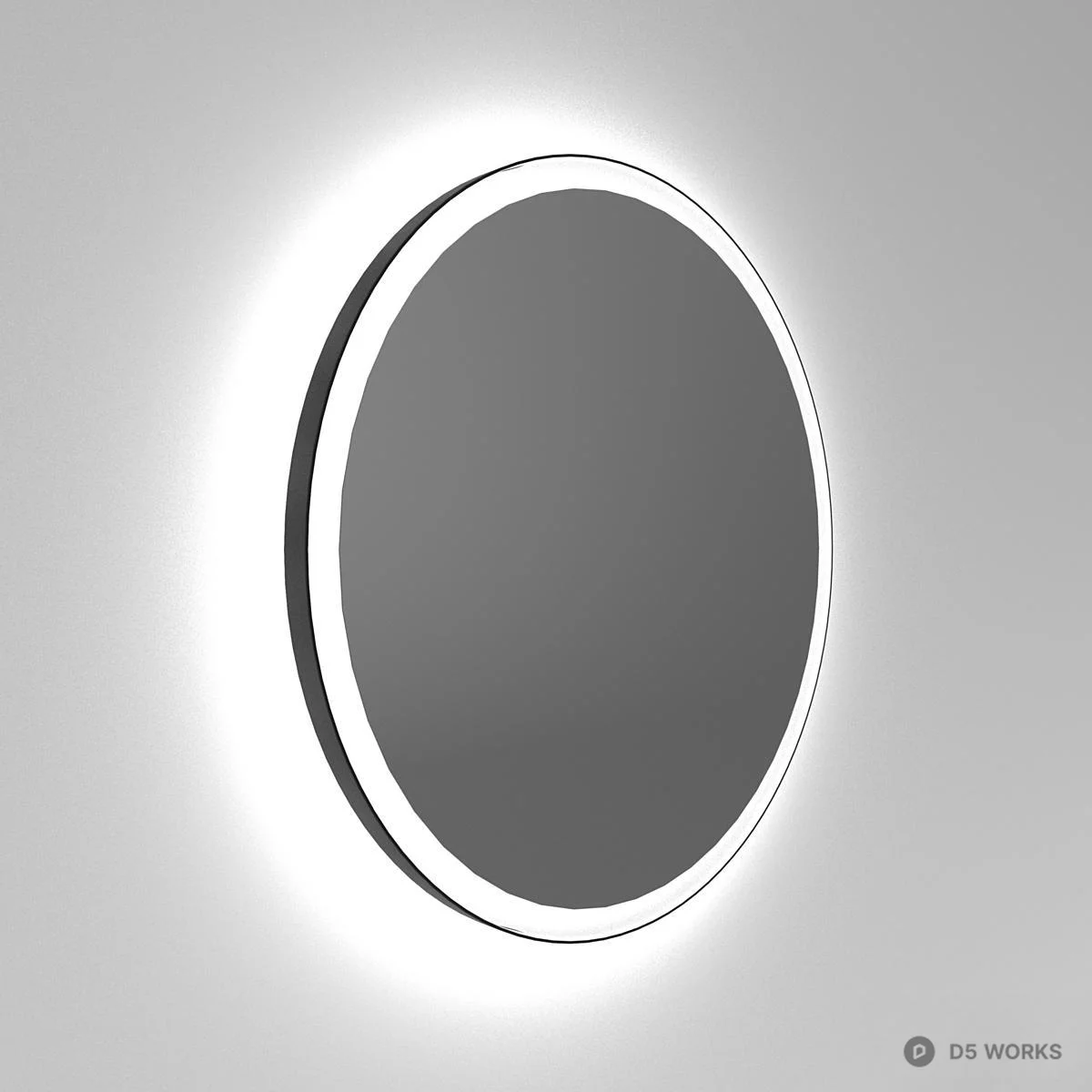 Modern Round Mirror With LED Halo 3d model thumbnail 2