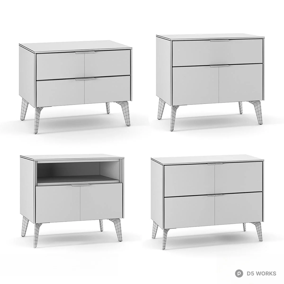 Modern Two-Tone Bedside Cabinet 3d model thumbnail 3