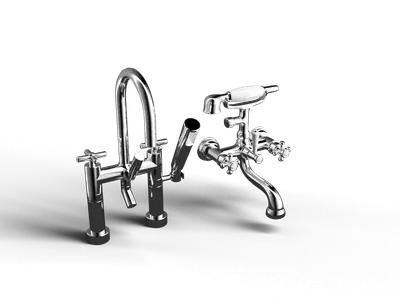 Chrome Faucet Set 3d model