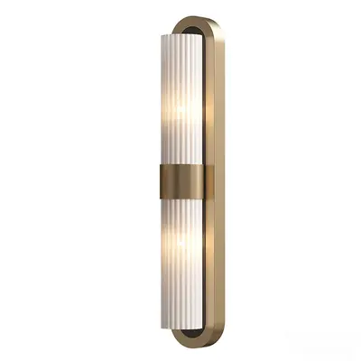 Gold Frame Ribbed Glass Wall Sconce 3d model