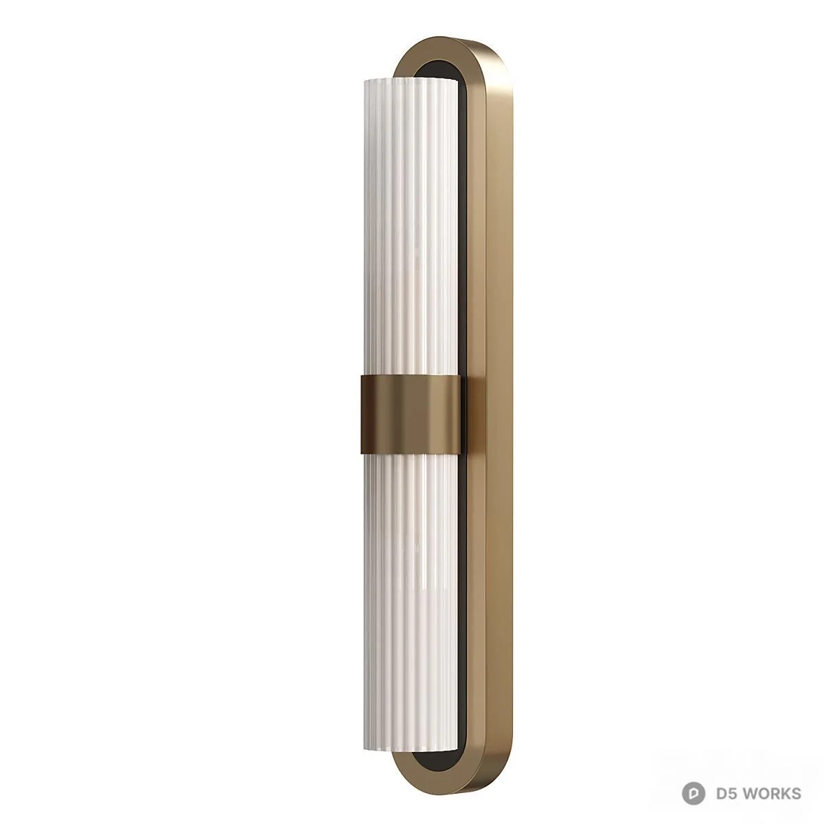 Gold Frame Ribbed Glass Wall Sconce 3d model thumbnail 2