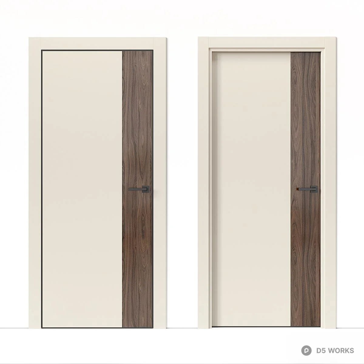 Wood Grain Panel Door 3d model - Image 1