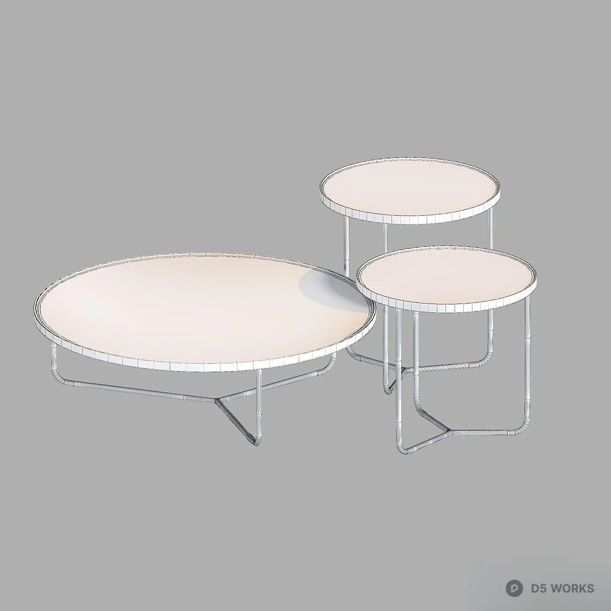 Minimalist Wood Top Nesting Coffee Tables 3d model thumbnail 2