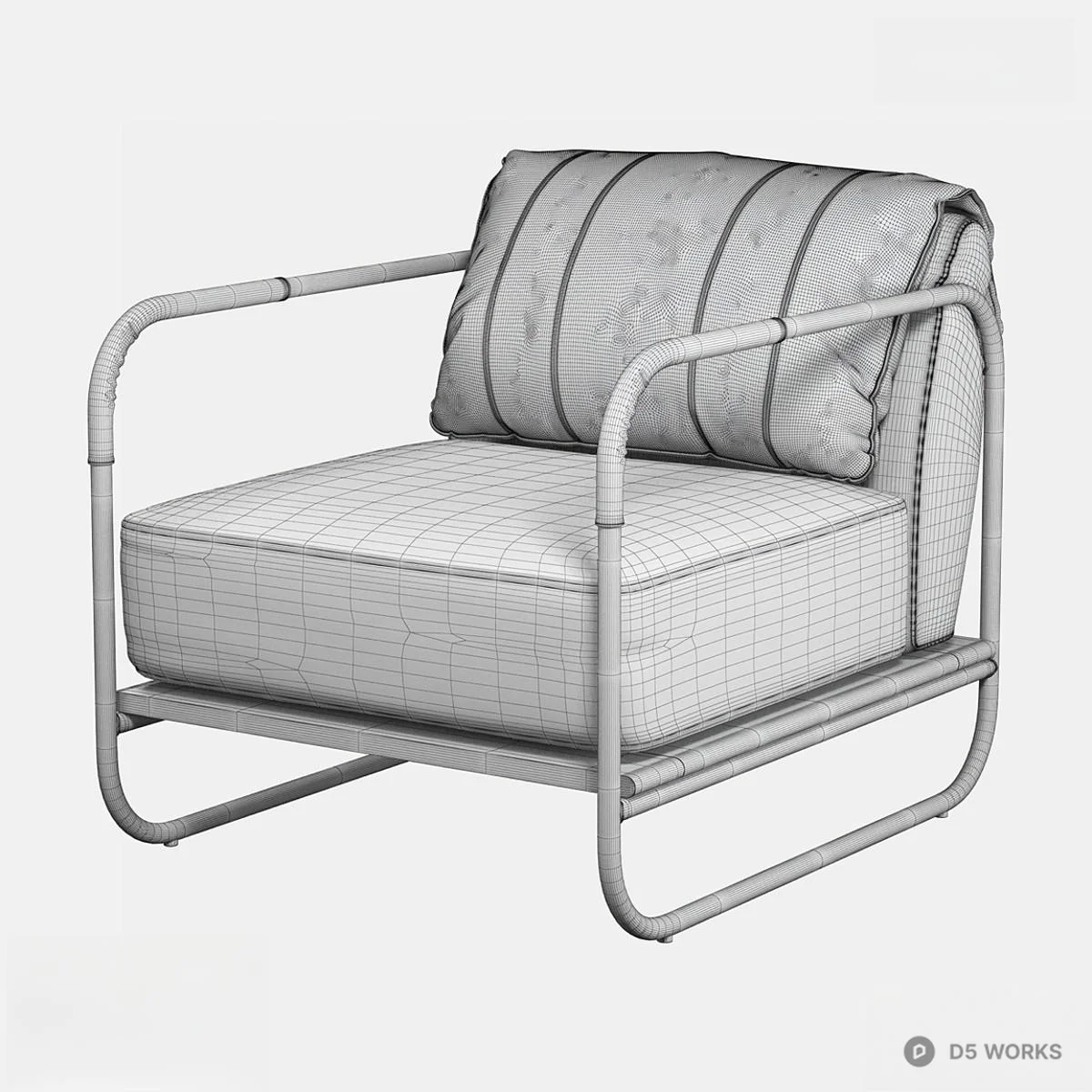 Industrial Style Leather Accent Chair 3d model thumbnail 2