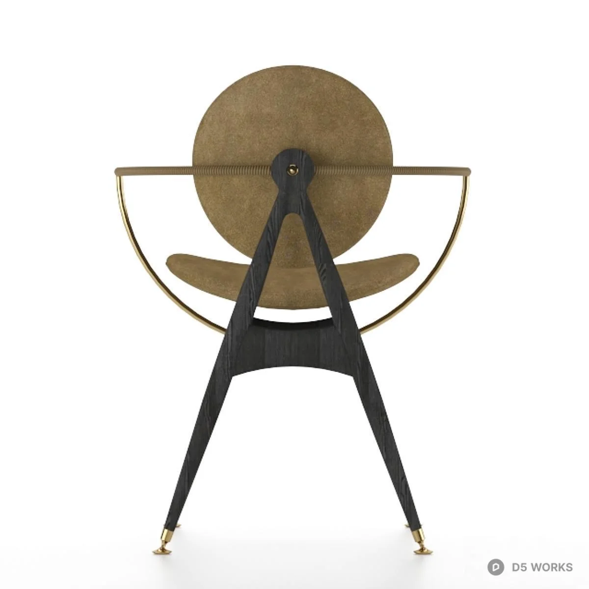 Brass-Accented Mid-Century Modern Armchair 3d model thumbnail 3