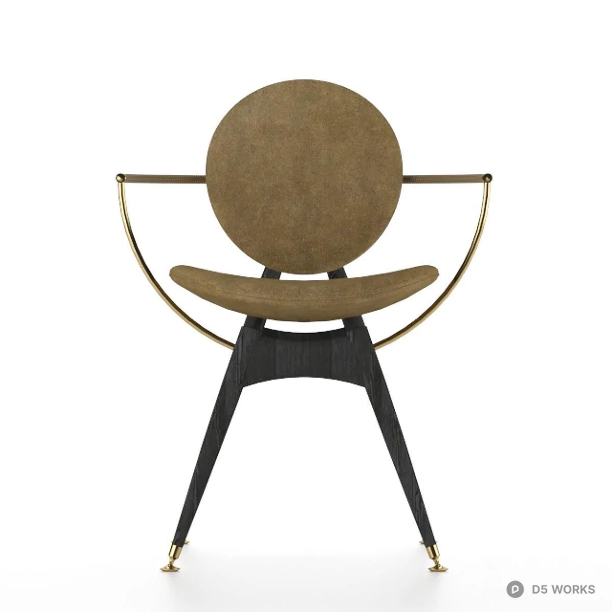 Brass-Accented Mid-Century Modern Armchair 3d model thumbnail 2