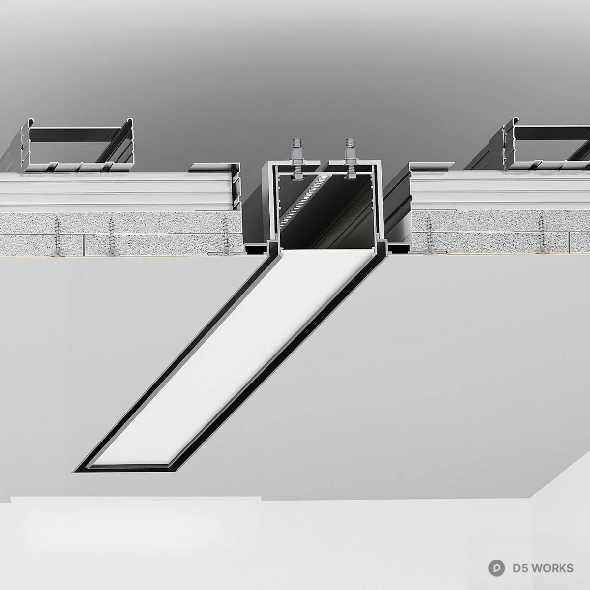 Linear LED Ceiling Light 3d model thumbnail 2