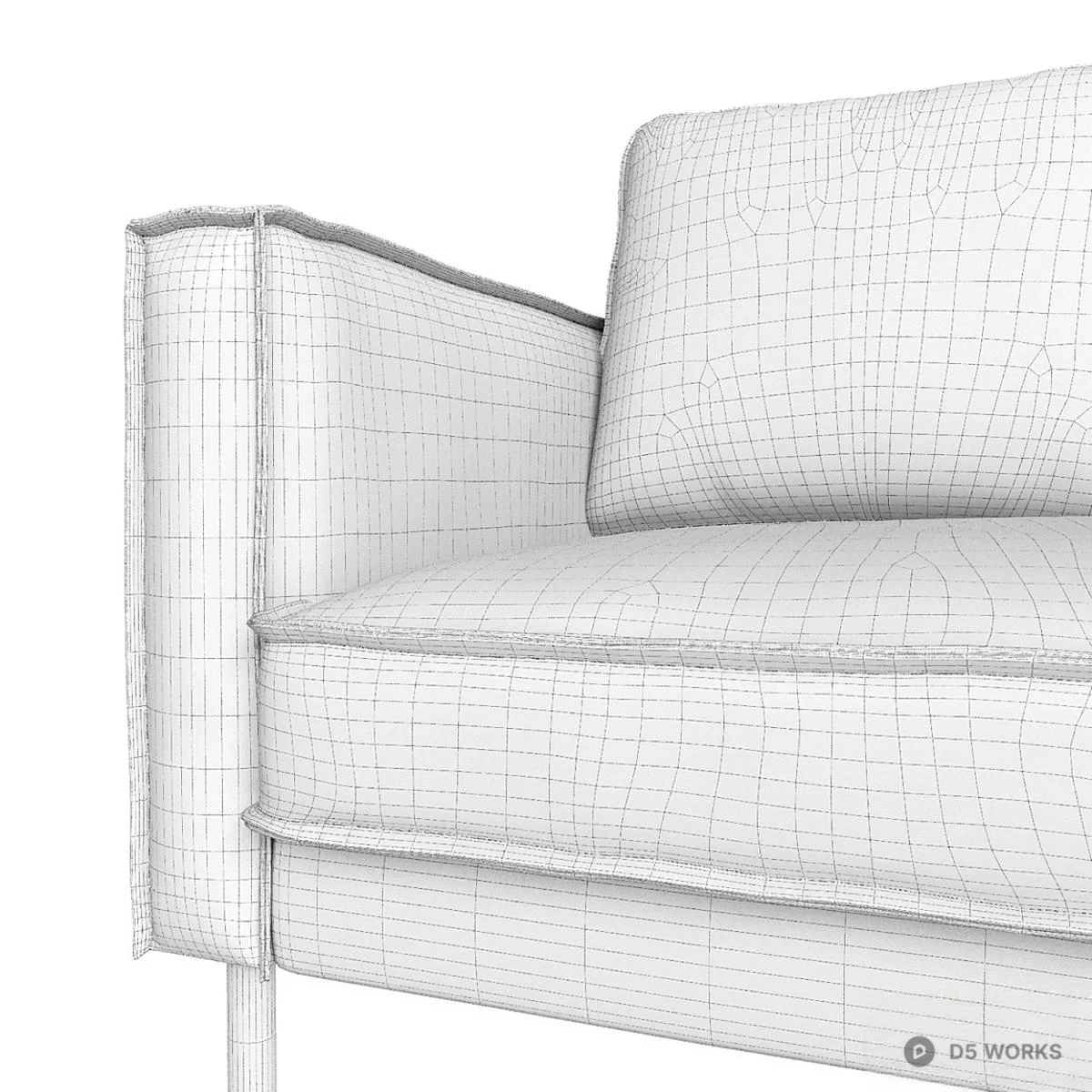 Minimalist Leather Three-Seater Sofa 3d model thumbnail 3