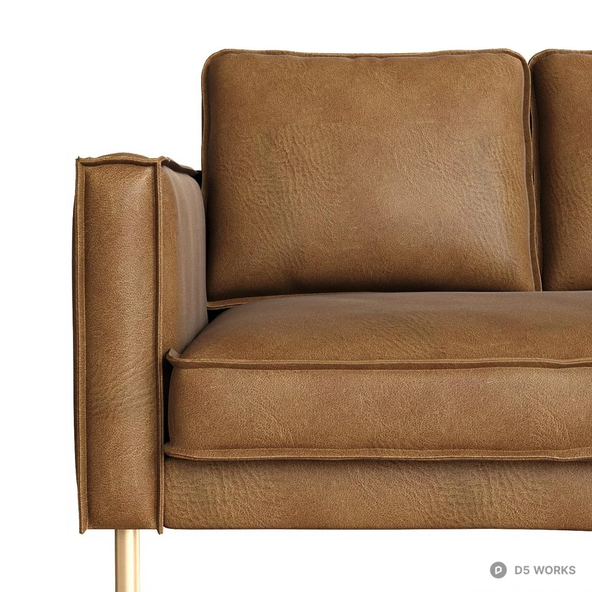 Minimalist Leather Three-Seater Sofa 3d model thumbnail 2