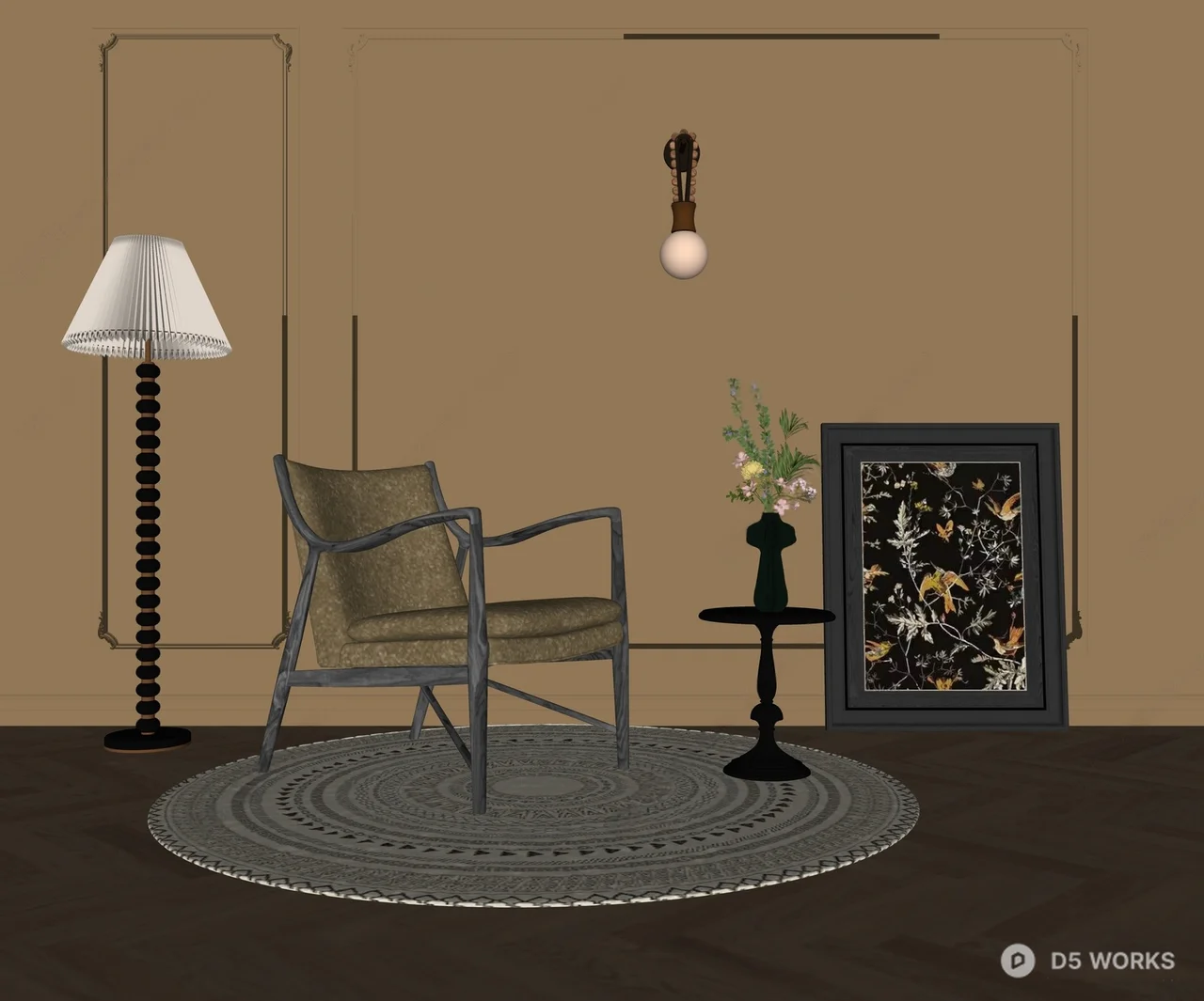 Mid-Century Modern Upholstered Armchair 3d model thumbnail 2