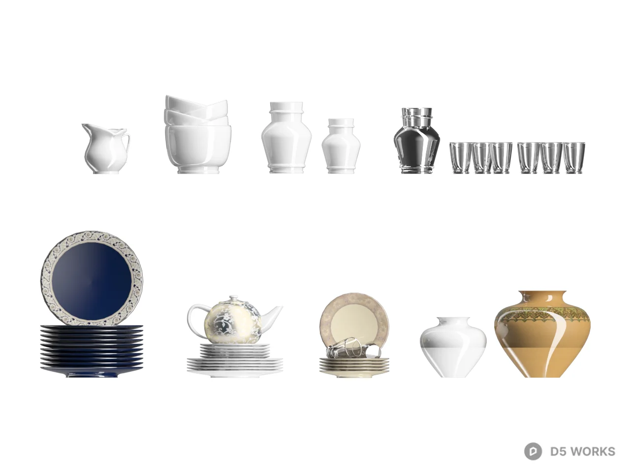 Ceramic Tableware Set 3d model thumbnail 2
