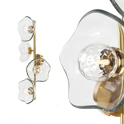 Organic Glass Wall Lamp With Brass Frame 3d model