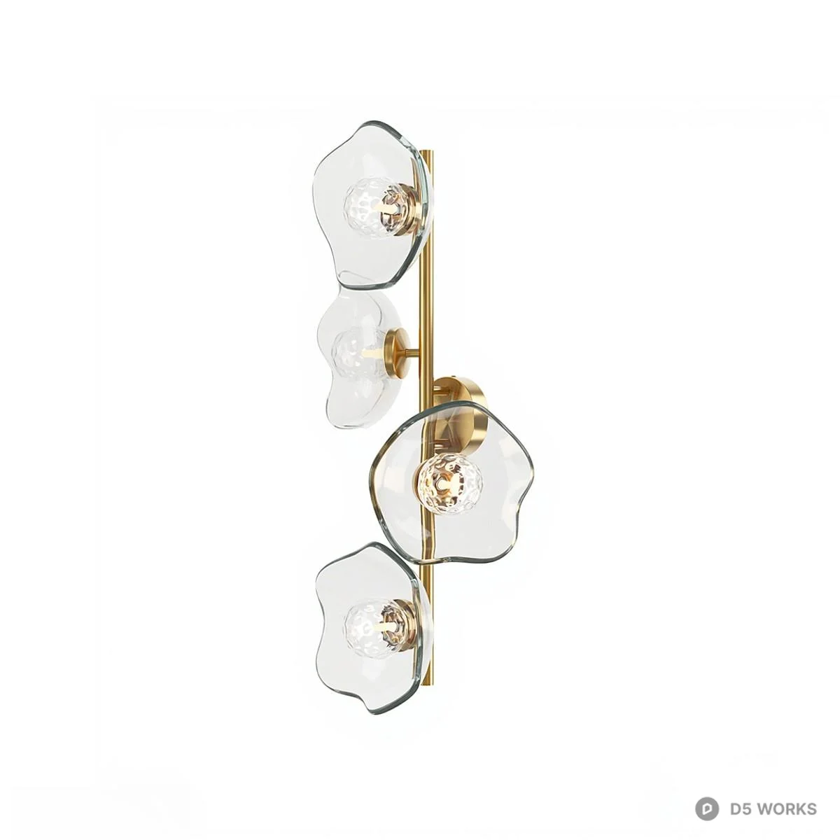 Organic Glass Wall Lamp With Brass Frame 3d model thumbnail 2