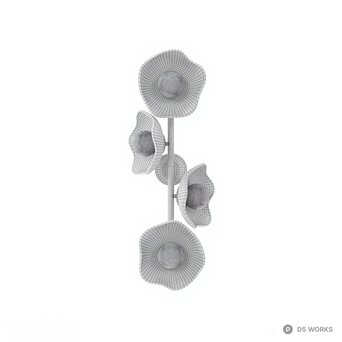 Organic Glass Wall Lamp With Brass Frame 3d model thumbnail 4