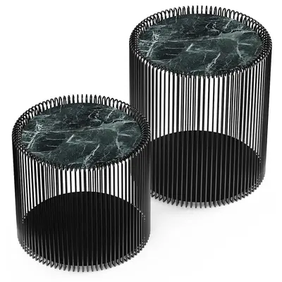 Marble Top Wireframe Side Tables 3d model