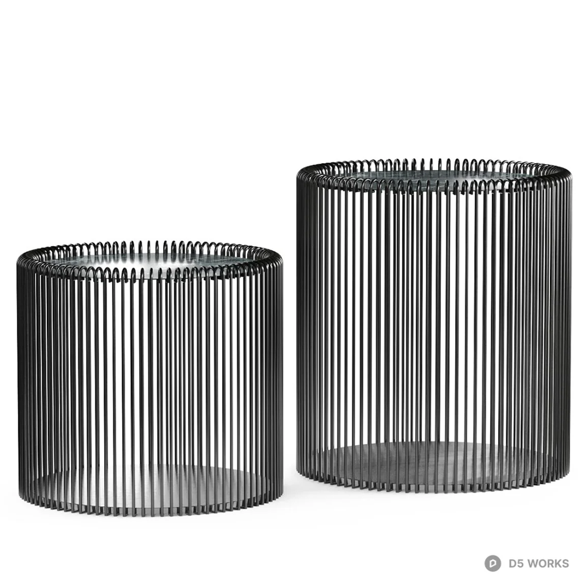 Marble Top Wireframe Side Tables 3d model thumbnail 3