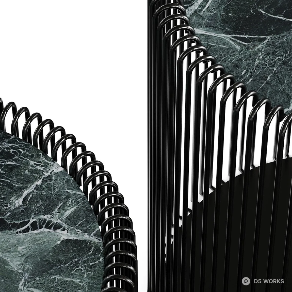 Marble Top Wireframe Side Tables 3d model thumbnail 2