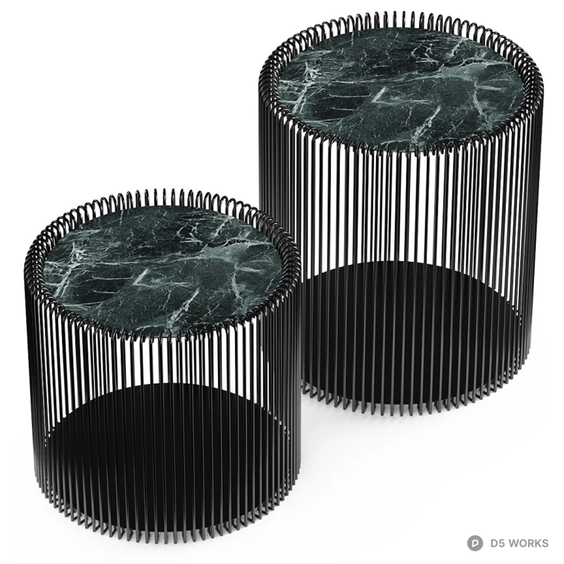 Marble Top Wireframe Side Tables 3d model - Image 1