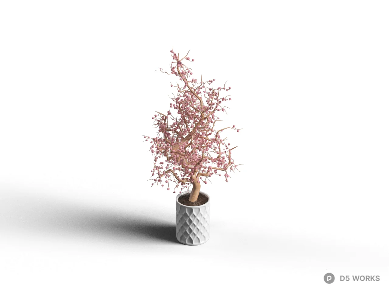 Pink Crystal Bonsai In Geometric Pot 3d model - Image 1