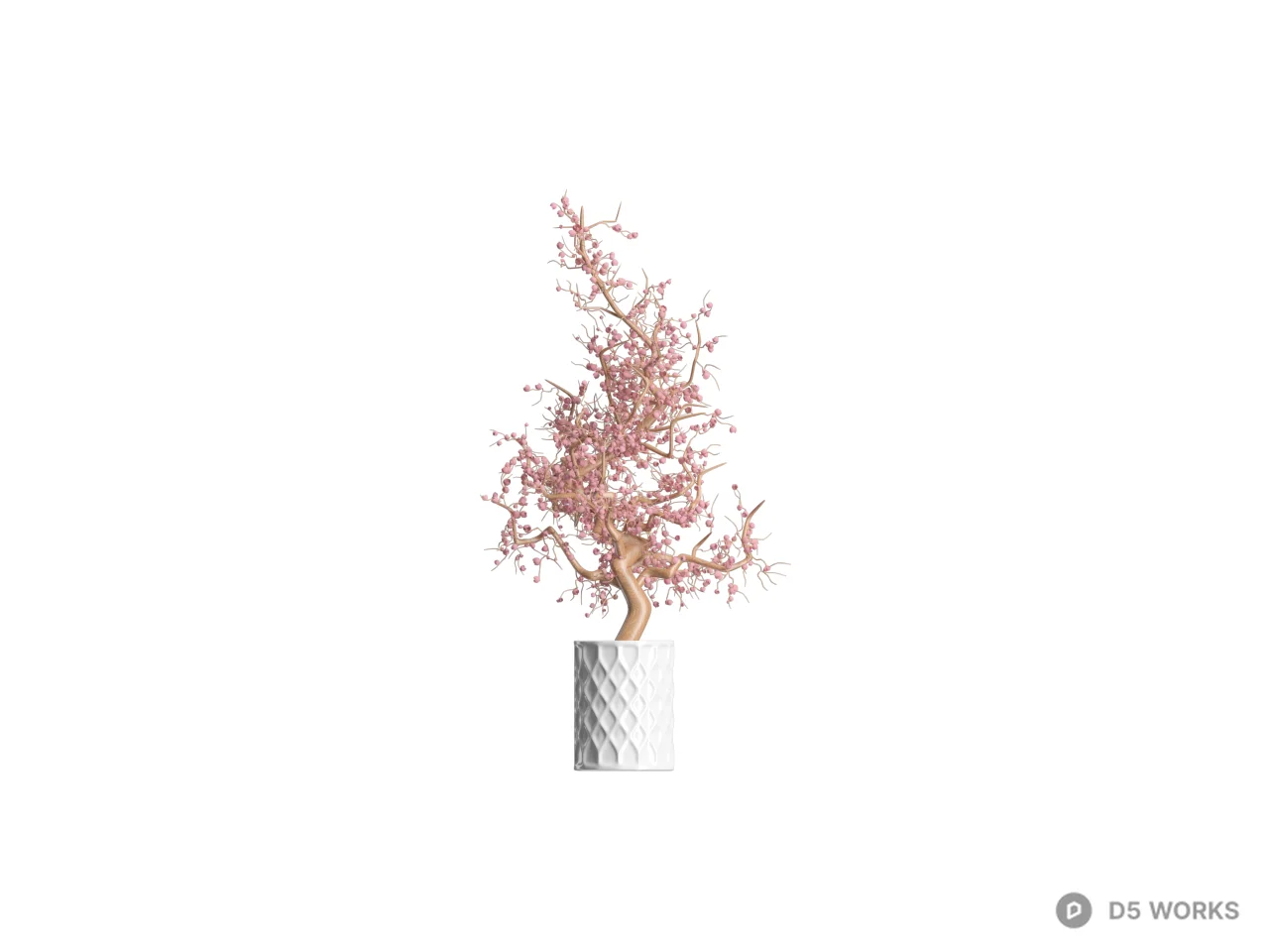 Pink Crystal Bonsai In Geometric Pot 3d model thumbnail 2