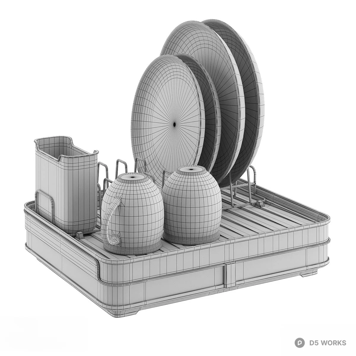 Minimalist Dish Drying Rack 3d model thumbnail 5