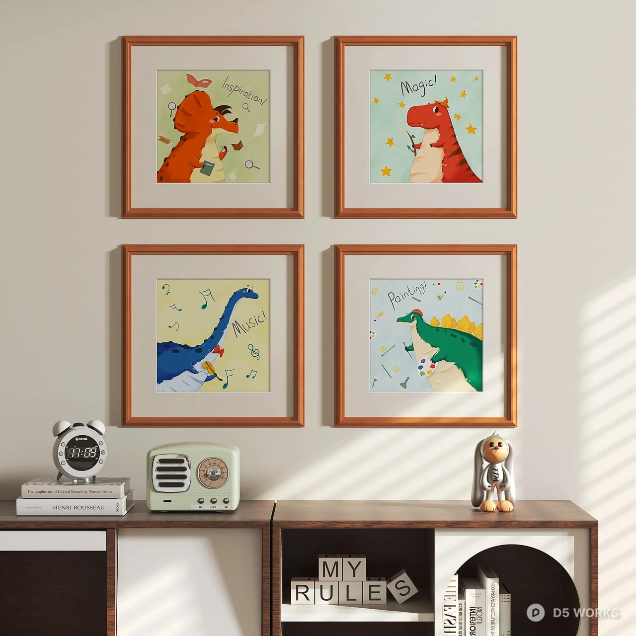 Dinosaur Themed Wall Art Set 3d model - Image 1