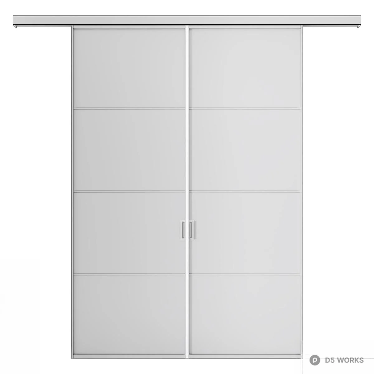 Minimalist Black Frame Sliding Door 3d model thumbnail 4