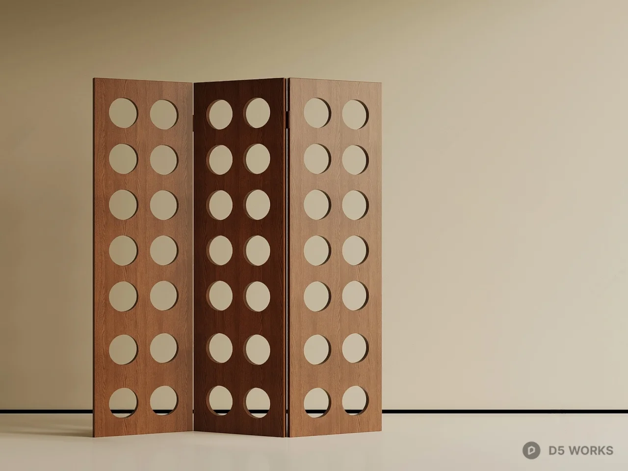 Geometric Screen Model Geometric Perforated Wooden Folding Screen 3D Model