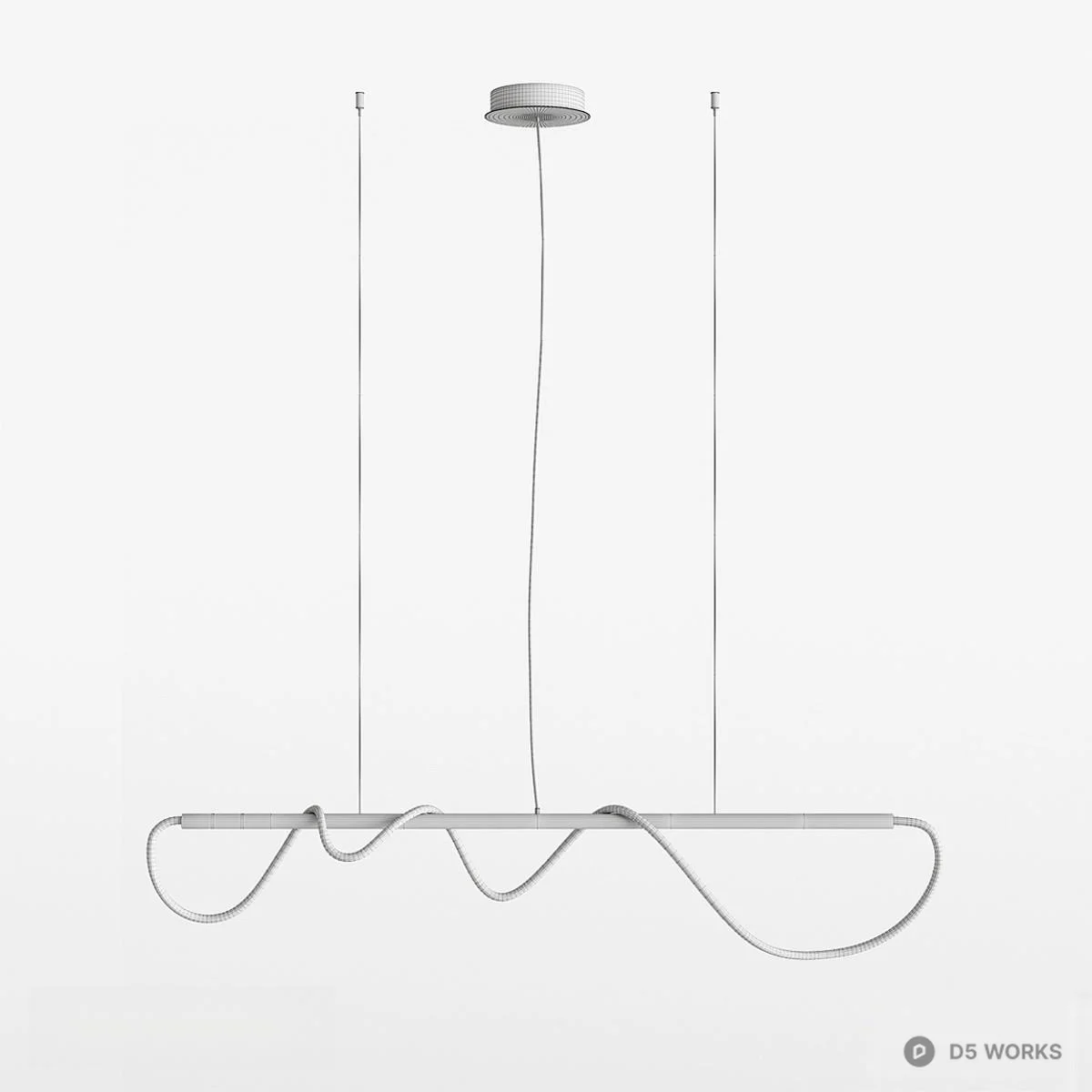 Minimalist Linear Pendant Light With Curved Glow 3d model thumbnail 3
