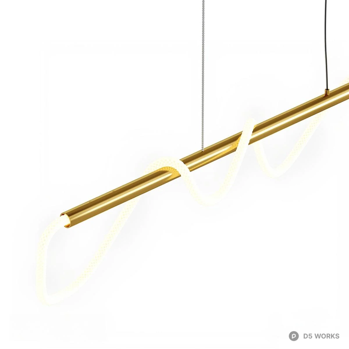 Minimalist Linear Pendant Light With Curved Glow 3d model thumbnail 2
