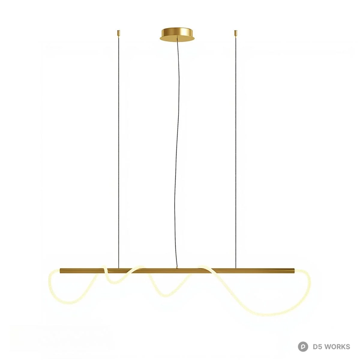 Minimalist Linear Pendant Light With Curved Glow 3d model - Image 1