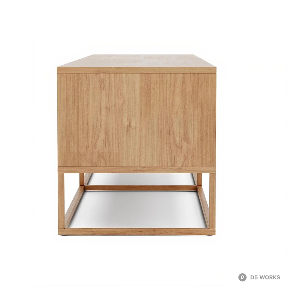 Rattan Texture TV Cabinet With Brass Frame 3d model thumbnail 3