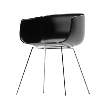 Minimalist Black Shell Chair With Chrome Legs 3d model