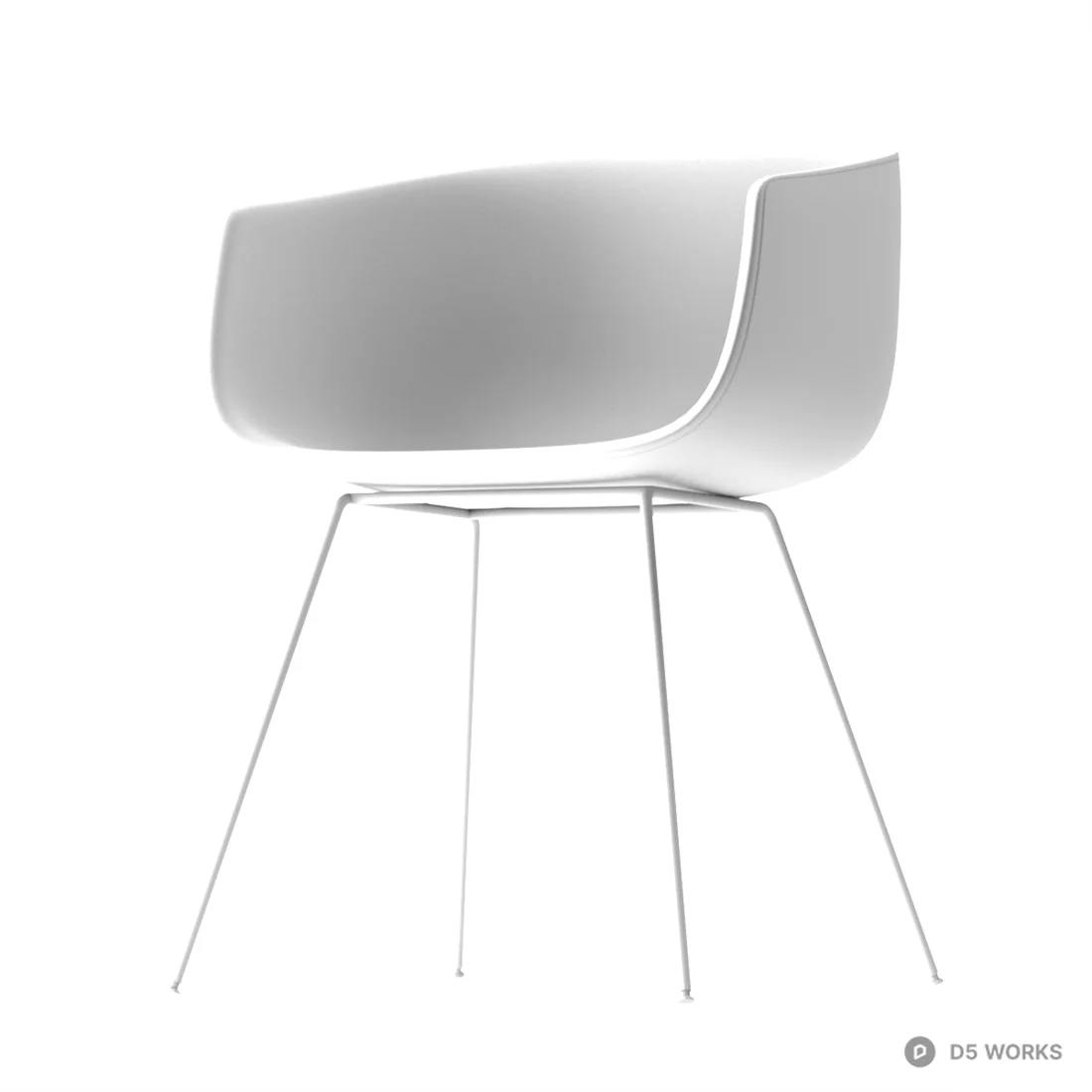 Minimalist Black Shell Chair With Chrome Legs 3d model thumbnail 2