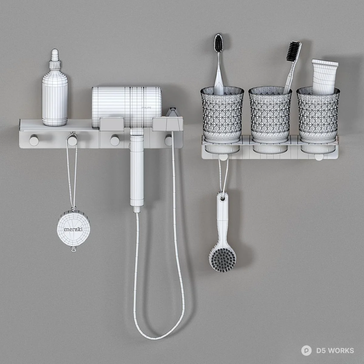 Wall Mounted Bathroom Organizer 3d model thumbnail 3