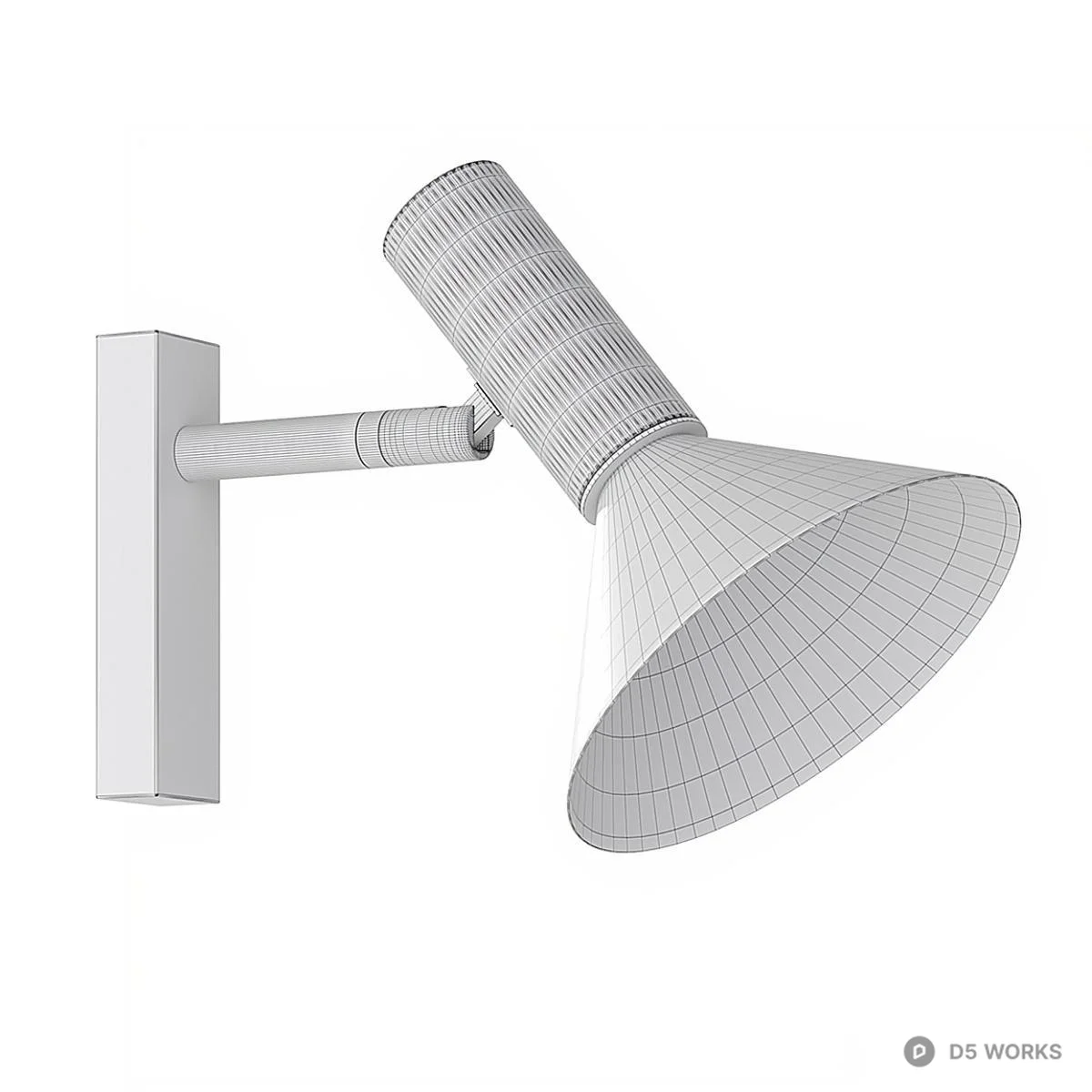 Brass Ribbed Adjustable Wall Lamp 3d model thumbnail 2