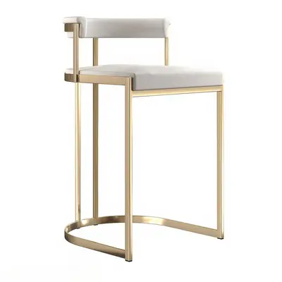 Gold Frame Bar Stool With White Upholstery 3d model