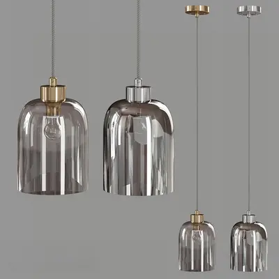 Smoked Glass Pendant Lamp With Metallic Finish 3d model