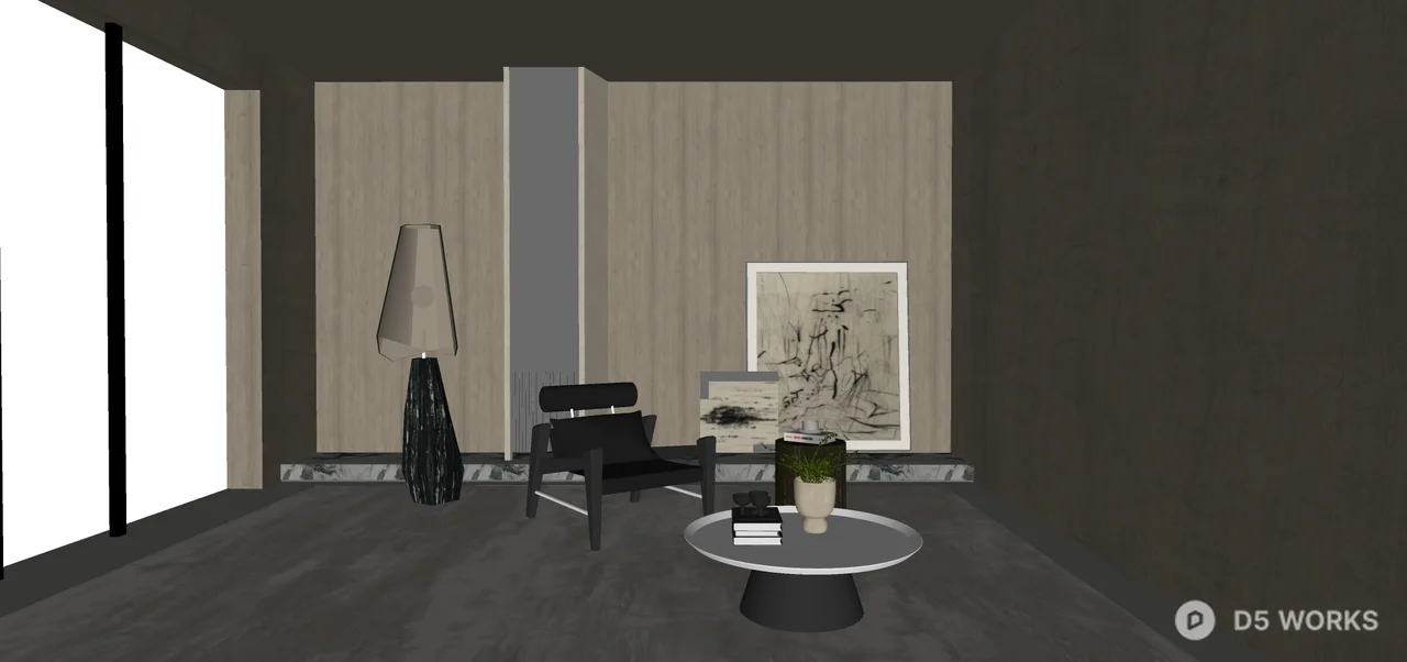 Sculptural Black Leather Lounge Chair With Metal Frame 3d model thumbnail 3