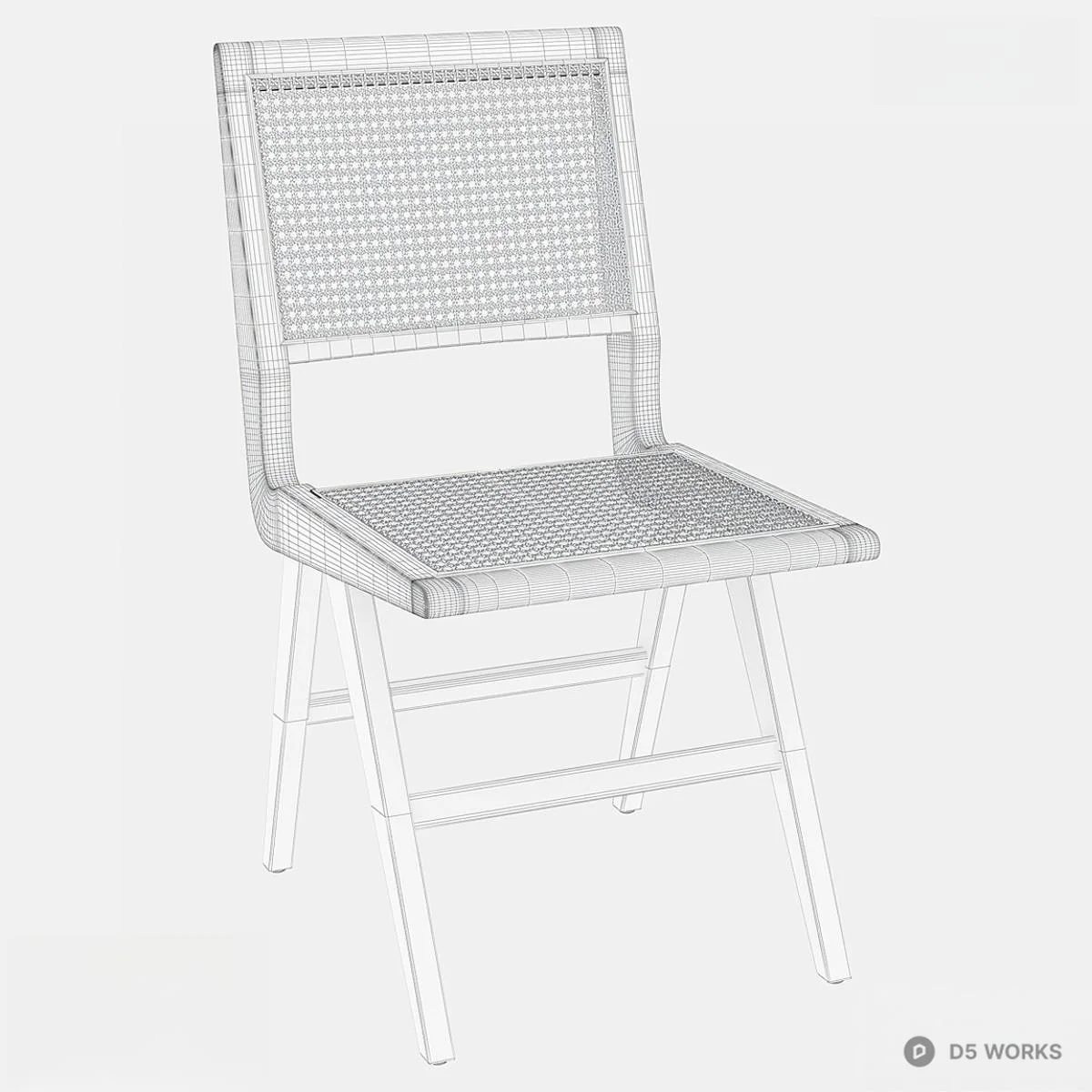 Rattan Back Dining Chair 3d model thumbnail 2