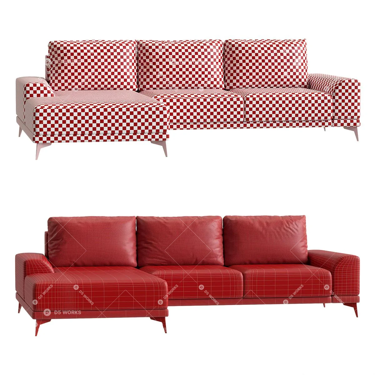 Contemporary Three-seater Sofa 3d model thumbnail 5