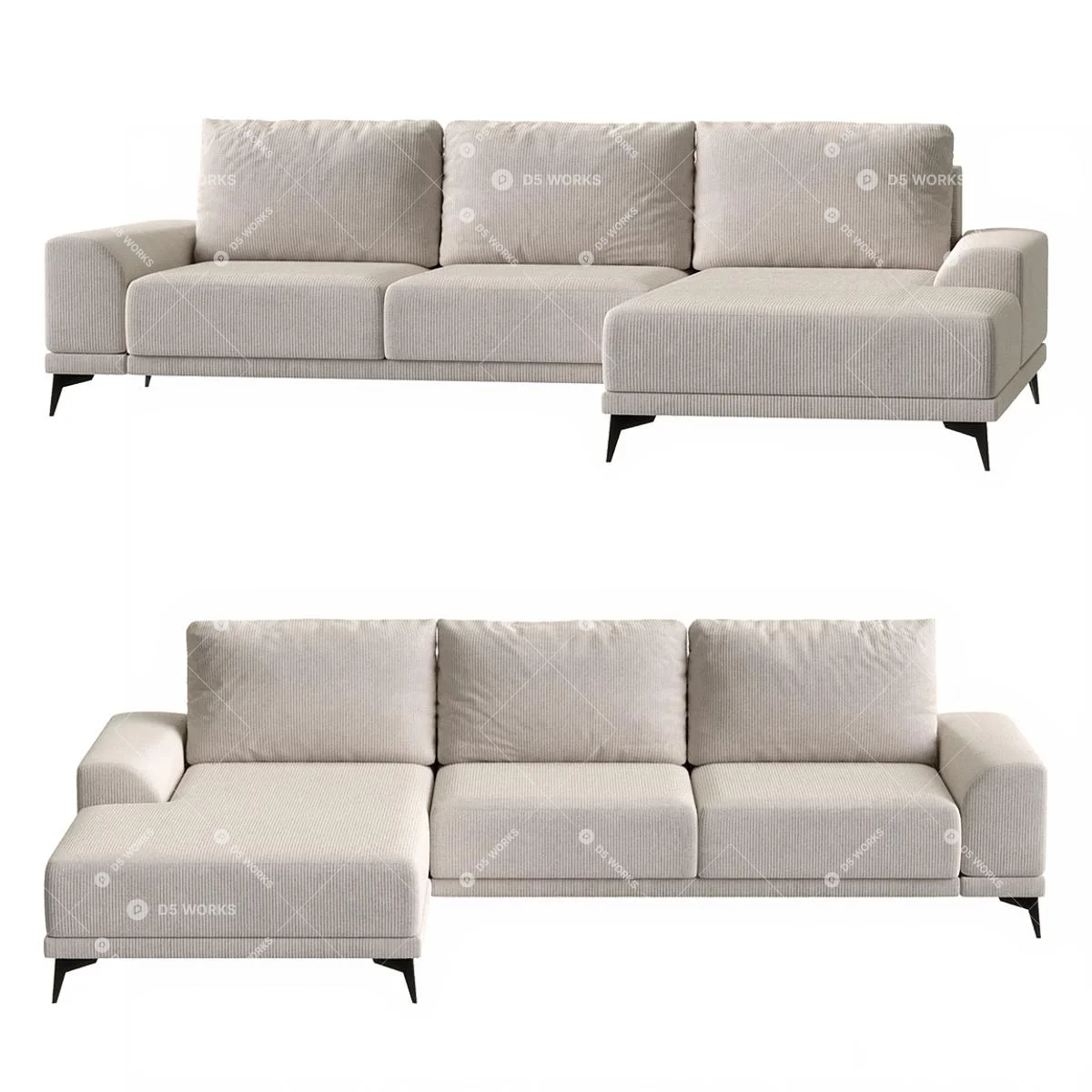 Contemporary Three-seater Sofa 3d model thumbnail 2