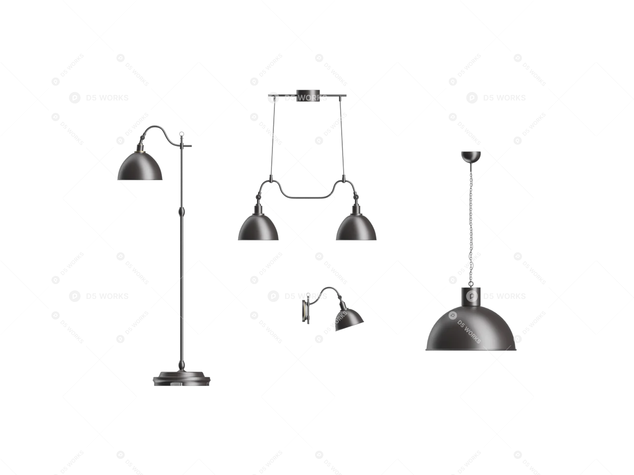 Industrial Lamp Combination 3d model thumbnail 2