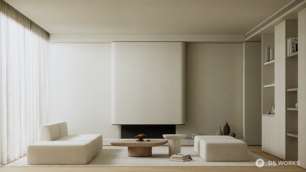 Minimalist Living Dining Space with Art Wall 3d model thumbnail 4