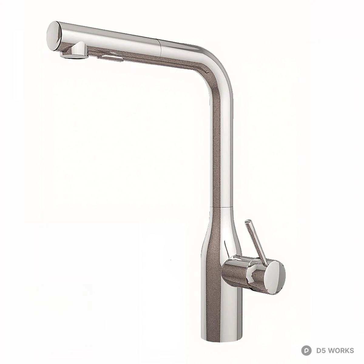 Modern Stainless Steel Kitchen Faucet 3d model - Image 1