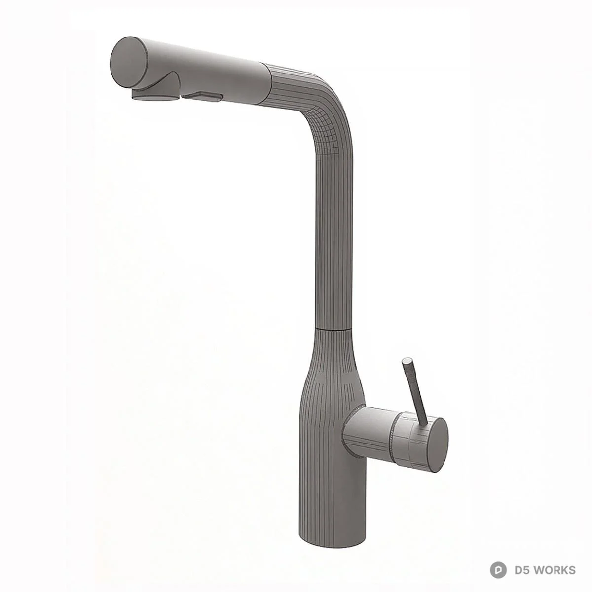 Modern Stainless Steel Kitchen Faucet 3d model thumbnail 2